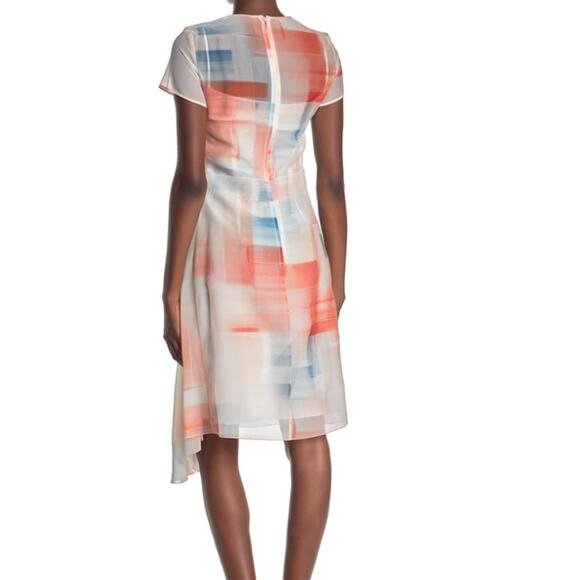 HUGO BOSS Asymmetrical Difuna Silk Blend Collage Print Cocktail Dress 4 NWT - Picture 2 of 11